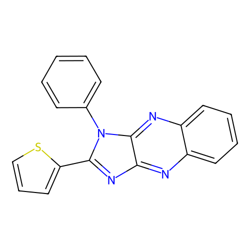1-phenyl-2-(thiophen-2-yl)-1H-imidazo[4,5-b]quinoxaline structure