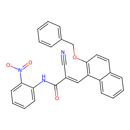 3-[2-(benzyloxy)naphthalen-1-yl]-2-cyano-N-(2-nitrophenyl)prop-2-enamide structure