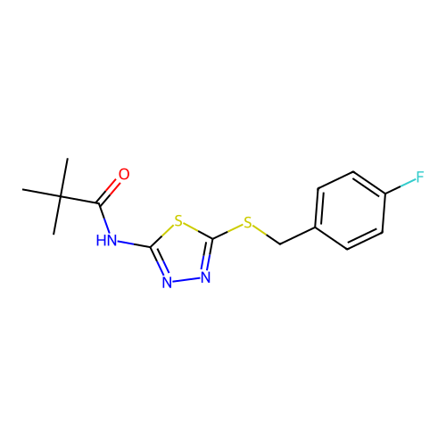 N-[5-(4-Fluoro-benzylsulfanyl)-[1,3,4]thiadiazol-2-yl]-2,2-dimethyl-propionamide structure