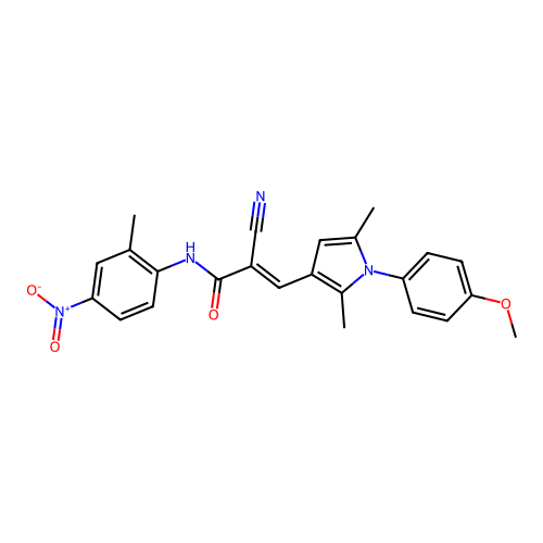 (E)-2-cyano-3-[1-(4-methoxyphenyl)-2,5-dimethylpyrrol-3-yl]-N-(2-methyl-4-nitrophenyl)prop-2-enamide structure