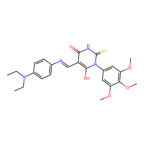 (5E)-5-[[4-(diethylamino)anilino]methylidene]-2-sulfanylidene-1-(3,4,5-trimethoxyphenyl)-1,3-diazinane-4,6-dione structure