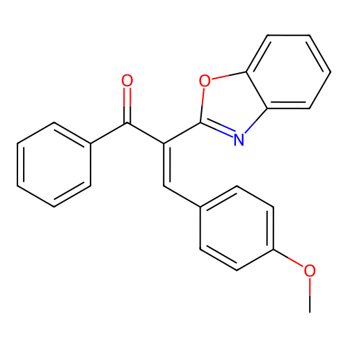 (2E)-2-(1,3-benzoxazol-2-yl)-3-(4-methoxyphenyl)-1-phenylprop-2-en-1-one structure