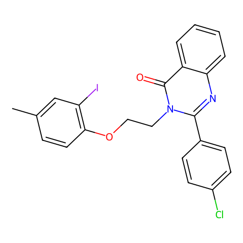 2-(4-chlorophenyl)-3-(2-(2-iodo-4-methylphenoxy)ethyl)quinazolin-4(3H)-one structure
