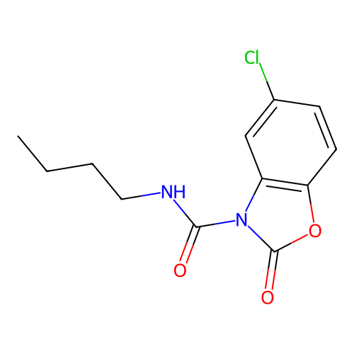 n-Butyl-5-chloro-2-oxo-1,3-benzoxazole-3(2H)-carboxamide structure