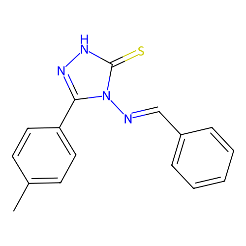(E)-4-(benzylideneamino)-5-(p-tolyl)-4H-1,2,4-triazole-3-thiol structure
