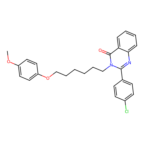 2-(4-chlorophenyl)-3-(6-(4-methoxyphenoxy)hexyl)quinazolin-4(3H)-one structure
