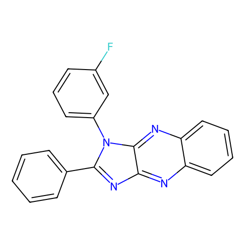 1-(3-fluorophenyl)-2-phenyl-1H-imidazo[4,5-b]quinoxaline structure
