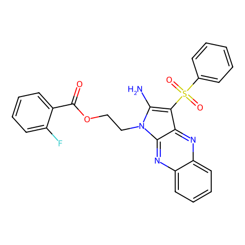 2-(2-amino-3-(phenylsulfonyl)-1H-pyrrolo[2,3-b]quinoxalin-1-yl)ethyl 2-fluorobenzoate structure