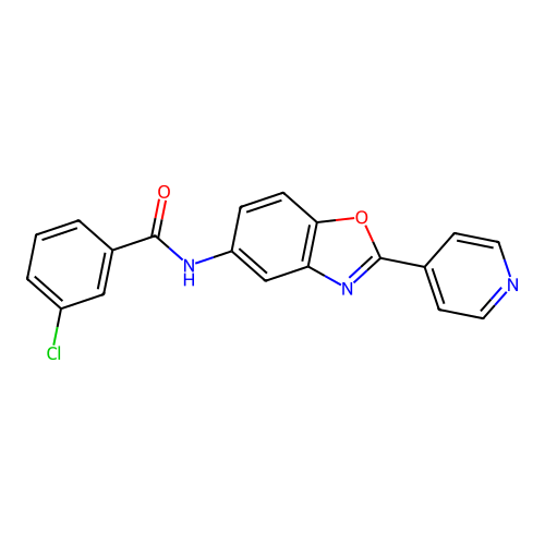 3-chloro-N-[2-(pyridin-4-yl)-1,3-benzoxazol-5-yl]benzamide structure