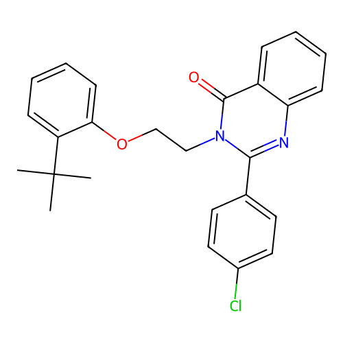 3-[2-(2-tert-butylphenoxy)ethyl]-2-(4-chlorophenyl)quinazolin-4(3H)-one structure