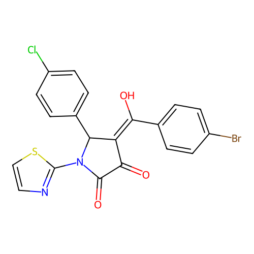 4-(4-bromobenzoyl)-5-(4-chlorophenyl)-3-hydroxy-1-(1,3-thiazol-2-yl)-2,5-dihydro-1H-pyrrol-2-one structure