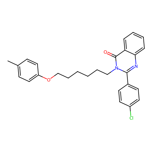 2-(4-chlorophenyl)-3-(6-(p-tolyloxy)hexyl)quinazolin-4(3H)-one structure