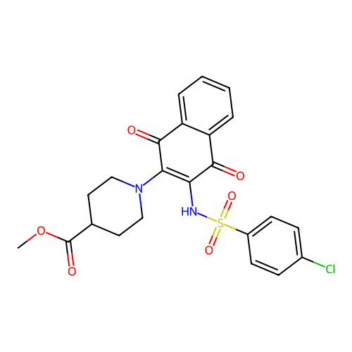 1-[3-(4-Chloro-benzenesulfonylamino)-1,4-dioxo-1,4-dihydro-naphthalen-2-yl]-piperidine-4-carboxylic  acid methyl ester structure