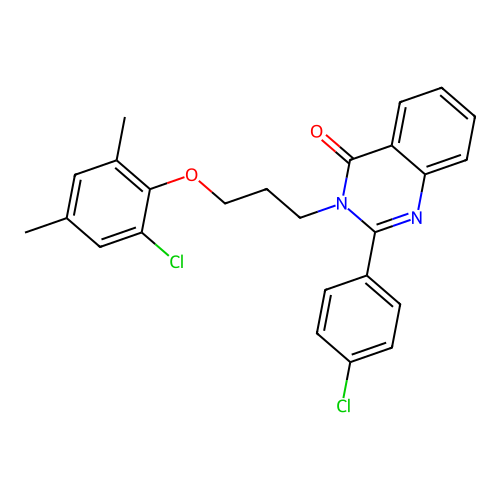3-(3-(2-chloro-4,6-dimethylphenoxy)propyl)-2-(4-chlorophenyl)quinazolin-4(3H)-one structure