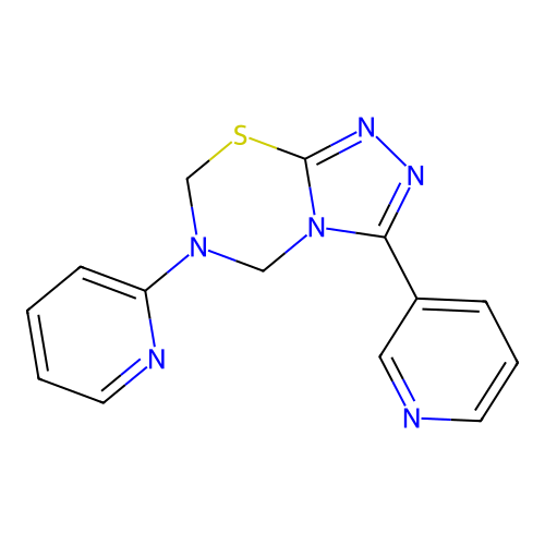 6-pyridin-2-yl-3-pyridin-3-yl-5,7-dihydro-[1,2,4]triazolo[3,4-b][1,3,5]thiadiazine structure
