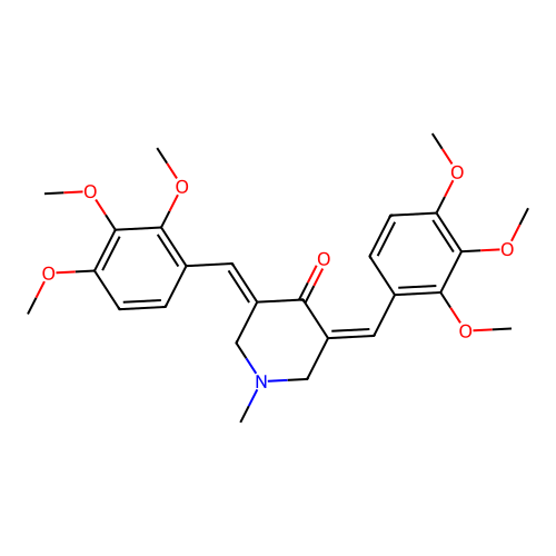 (3Z,5E)-1-methyl-3,5-bis[(2,3,4-trimethoxyphenyl)methylidene]piperidin-4-one structure
