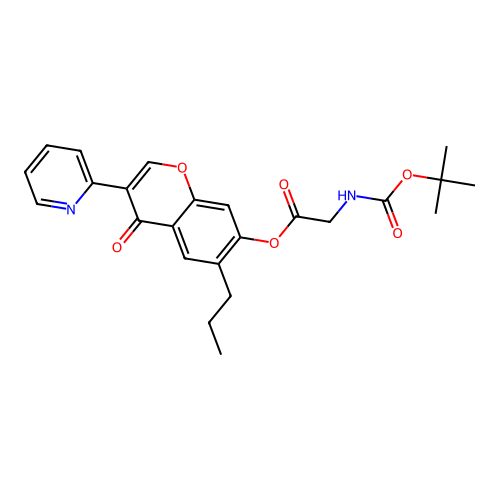 4-oxo-6-propyl-3-(pyridin-2-yl)-4H-chromen-7-yl N-(tert-butoxycarbonyl)glycinate structure