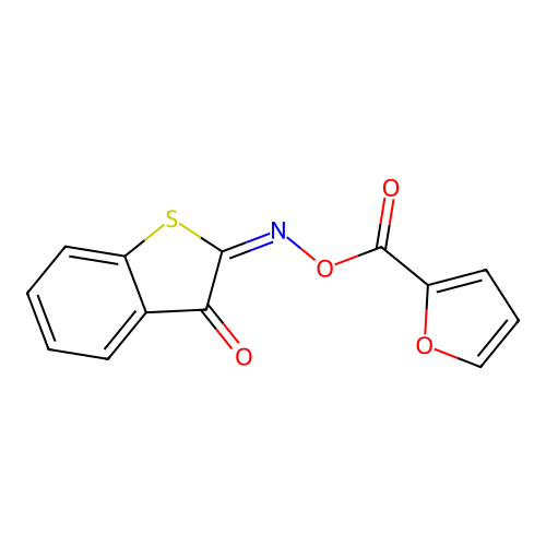 (2E)-2-{[(furan-2-ylcarbonyl)oxy]imino}-1-benzothiophen-3(2H)-one structure