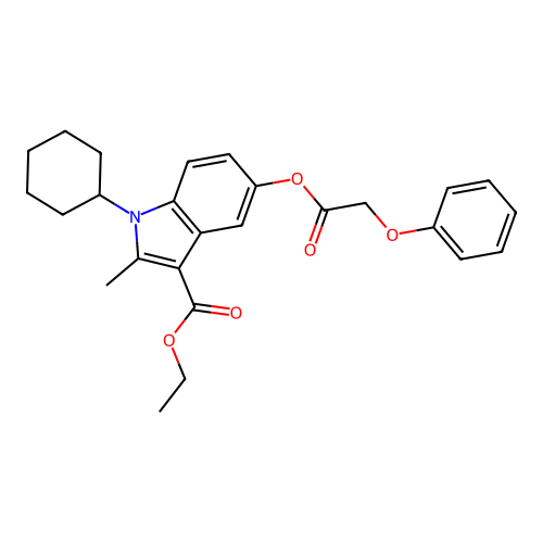 ethyl 1-cyclohexyl-2-methyl-5-[(phenoxyacetyl)oxy]-1H-indole-3-carboxylate structure