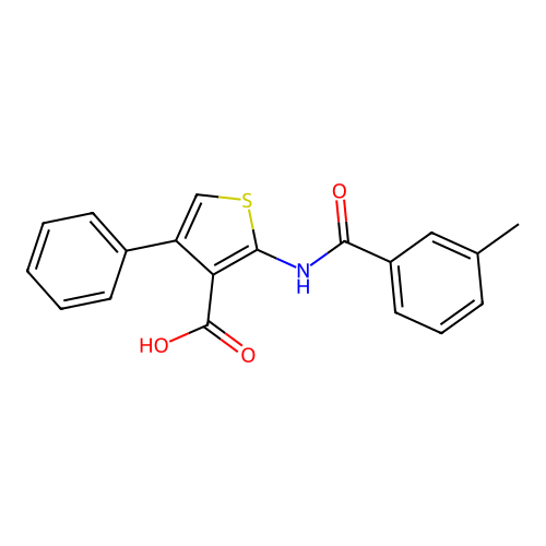 2-{[(3-Methylphenyl)carbonyl]amino}-4-phenylthiophene-3-carboxylic acid structure