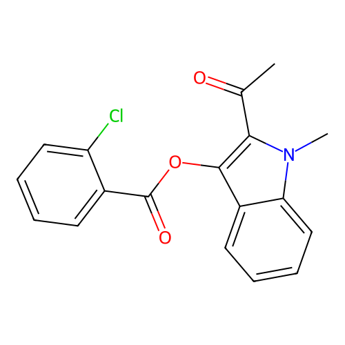 2-acetyl-1-methyl-1H-indol-3-yl 2-chlorobenzoate structure