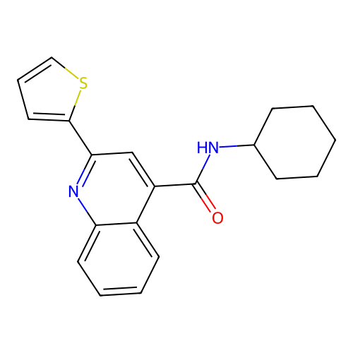 N-cyclohexyl-2-(thiophen-2-yl)quinoline-4-carboxamide structure