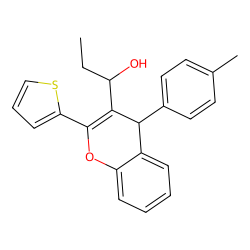 1-[4-(4-methylphenyl)-2-(thiophen-2-yl)-4H-chromen-3-yl]propan-1-ol structure