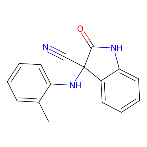 2-Oxo-3-o-tolylamino-2,3-dihydro-1H-indole-3-carbonitrile structure