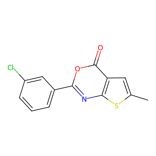 2-(3-chlorophenyl)-6-methyl-4H-thieno[2,3-d][1,3]oxazin-4-one structure