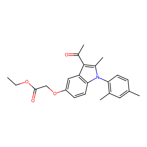ethyl {[3-acetyl-1-(2,4-dimethylphenyl)-2-methyl-1H-indol-5-yl]oxy}acetate structure