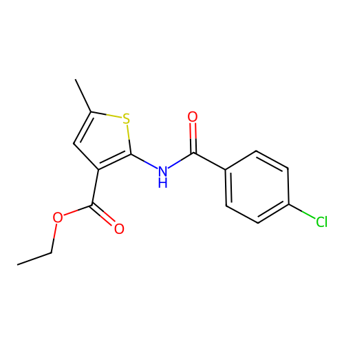 Ethyl 2-{[(4-chlorophenyl)carbonyl]amino}-5-methylthiophene-3-carboxylate structure