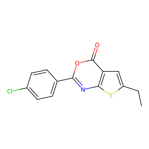 2-(4-chlorophenyl)-6-ethyl-4H-thieno[2,3-d][1,3]oxazin-4-one structure