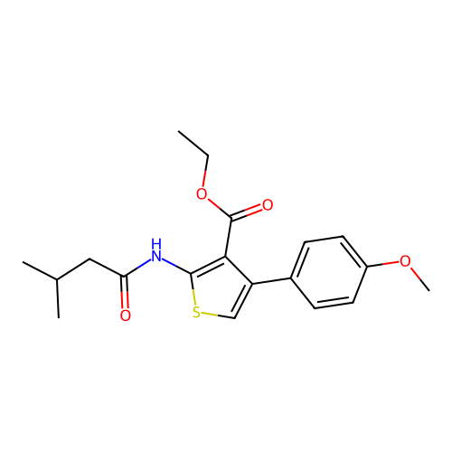 Ethyl 4-(4-methoxyphenyl)-2-[(3-methylbutanoyl)amino]thiophene-3-carboxylate structure