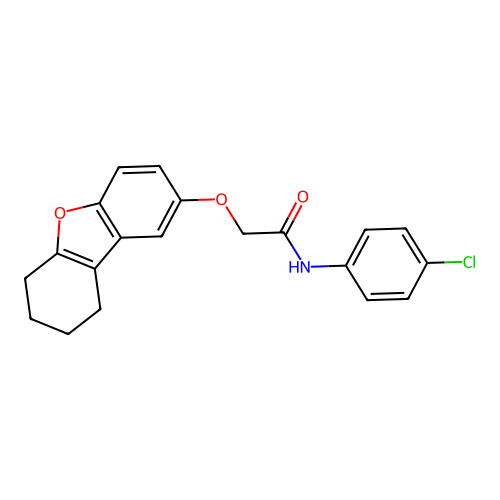 N-(4-chlorophenyl)-2-(6,7,8,9-tetrahydrodibenzo[b,d]furan-2-yloxy)acetamide structure
