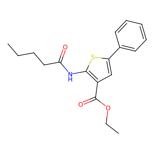 Ethyl 2-(pentanoylamino)-5-phenylthiophene-3-carboxylate structure