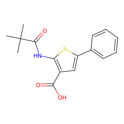 2-(2,2-Dimethyl-propionylamino)-5-phenyl-thiophene-3-carboxylic acid structure