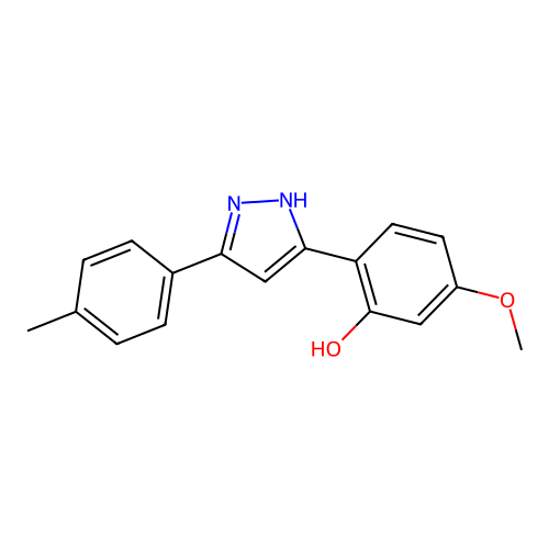 5-methoxy-2-[5-(4-methylphenyl)-1H-pyrazol-3-yl]phenol structure