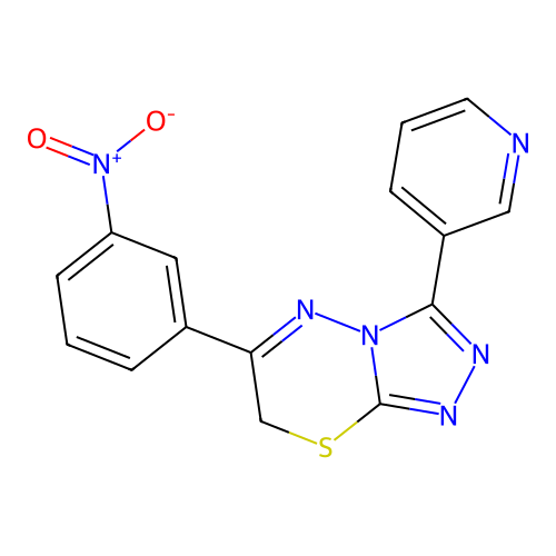 6-(3-nitrophenyl)-3-(pyridin-3-yl)-7H-[1,2,4]triazolo[3,4-b][1,3,4]thiadiazine structure