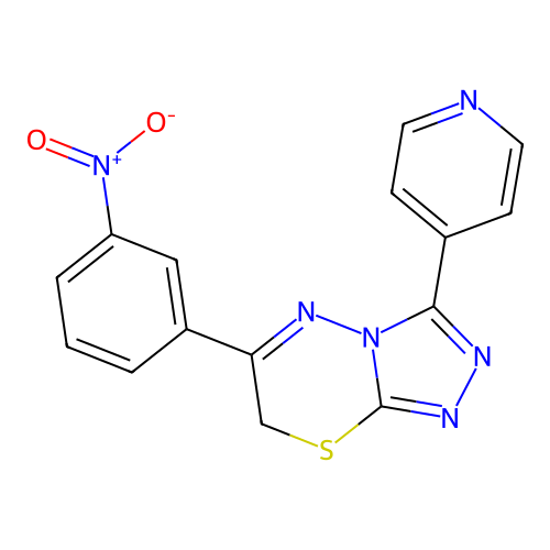 6-(3-nitrophenyl)-3-(pyridin-4-yl)-7H-[1,2,4]triazolo[3,4-b][1,3,4]thiadiazine structure