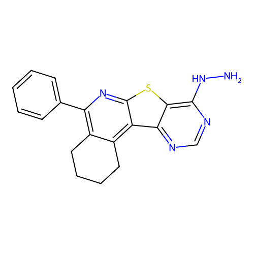 8-hydrazinyl-5-phenyl-1,2,3,4-tetrahydropyrimido[4',5':4,5]thieno[2,3-c]isoquinoline structure