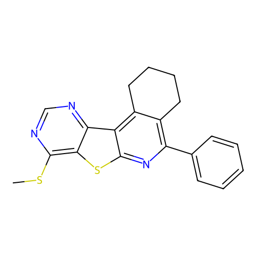8-(methylthio)-5-phenyl-1,2,3,4-tetrahydropyrimido[4',5':4,5]thieno[2,3-c]isoquinoline structure