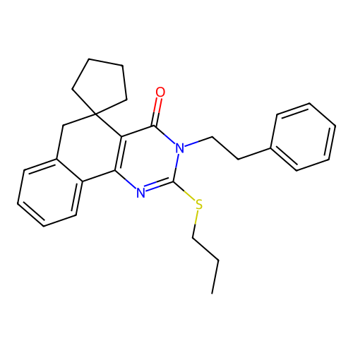 3-phenethyl-2-(propylthio)-3H-spiro[benzo[h]quinazoline-5,1'-cyclopentan]-4(6H)-one structure