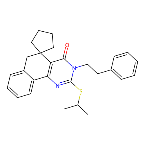 2-(isopropylthio)-3-phenethyl-3H-spiro[benzo[h]quinazoline-5,1'-cyclopentan]-4(6H)-one structure