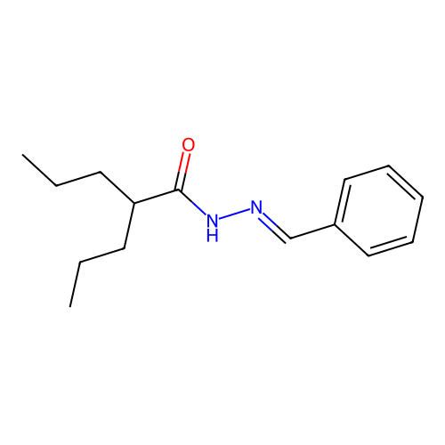 Valeric acid, 2-propyl-, 2-benzylidenehydrazide structure