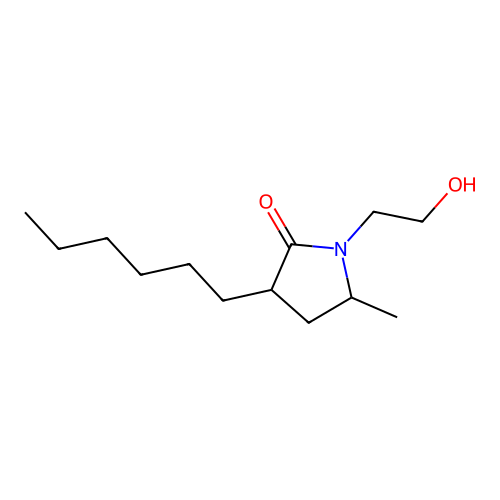 3-Hexyl-1-(2-hydroxyethyl)-5-methylpyrrolidin-2-one structure