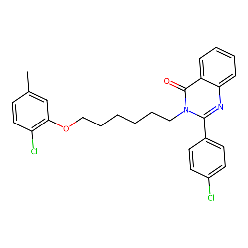 3-(6-(2-chloro-5-methylphenoxy)hexyl)-2-(4-chlorophenyl)quinazolin-4(3H)-one structure