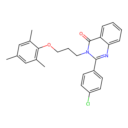 2-(4-chlorophenyl)-3-[3-(2,4,6-trimethylphenoxy)propyl]quinazolin-4(3H)-one structure