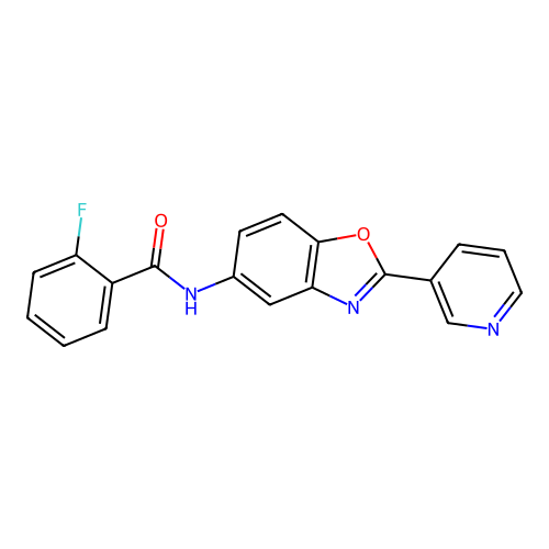 2-fluoro-N-(2-pyridin-3-yl-1,3-benzoxazol-5-yl)benzamide structure