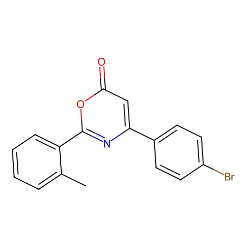 4-(4-bromophenyl)-2-(2-methylphenyl)-6H-1,3-oxazin-6-one structure