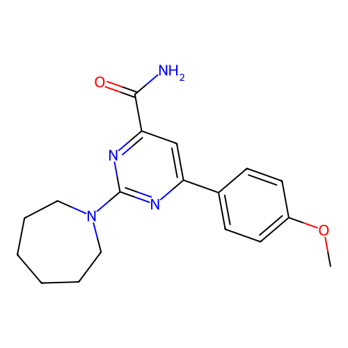 2-(Azepan-1-yl)-6-(4-methoxyphenyl)pyrimidine-4-carboxamide structure